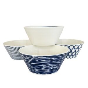 Pacific Blue White Royal Doulton Porcelain Set of 4 Small Bowls